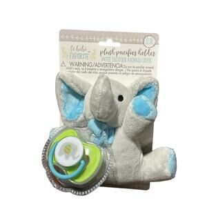 Elephant Plush Pacifier Holder & Ortho Pacifier with Cover 0-18 months